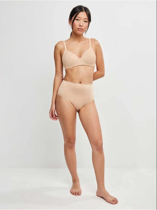 Culotte haute avec galon de plumetis - Kiabi