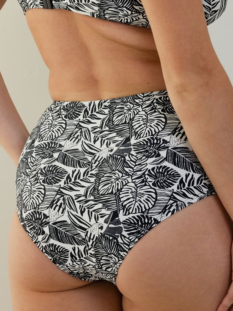 Culotte haute de maillot de bain beach Blanc Noir - Kiabi
