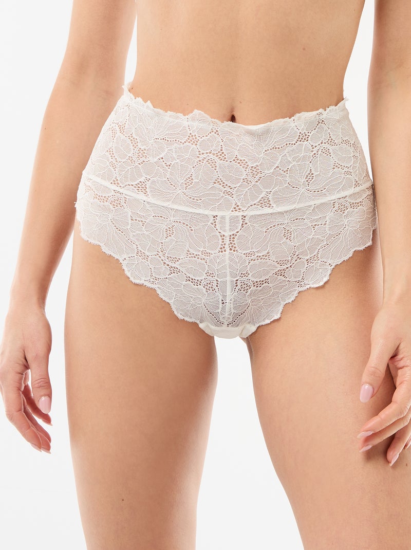 Culotte haute en dentelle fleurie Blanc - Kiabi