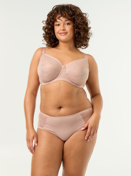 Culotte haute en microfibre avec dentelle - Kiabi