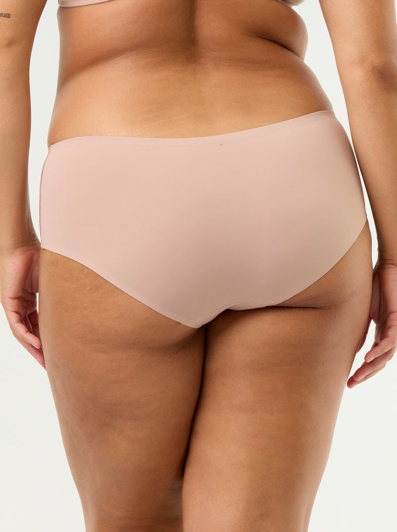 Culotte haute en microfibre avec dentelle Beige - Kiabi