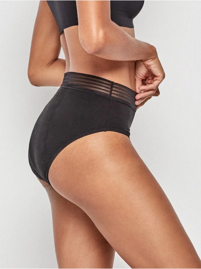 Culotte menstruel haute en tissu haute absorption Noir - Kiabi