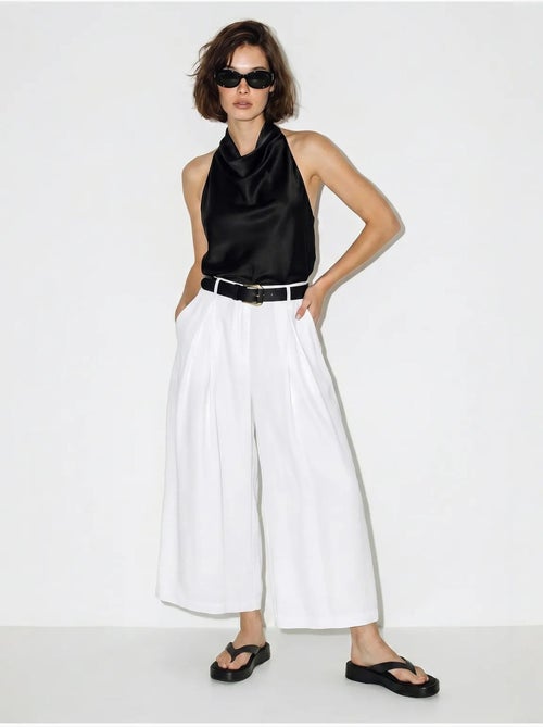 Culotte met hoge taille en plooien lucci - Kiabi Culotte met hoge taille en plooien lucci - Kiabi