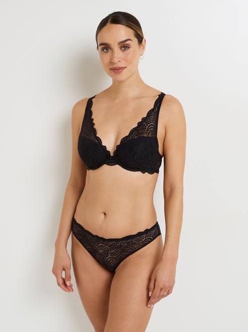 Culotte microfibre et dentelle dentelle - rougegorge lingerie - Kiabi Culotte microfibre et dentelle dentelle - rougegorge lingerie - Kiabi