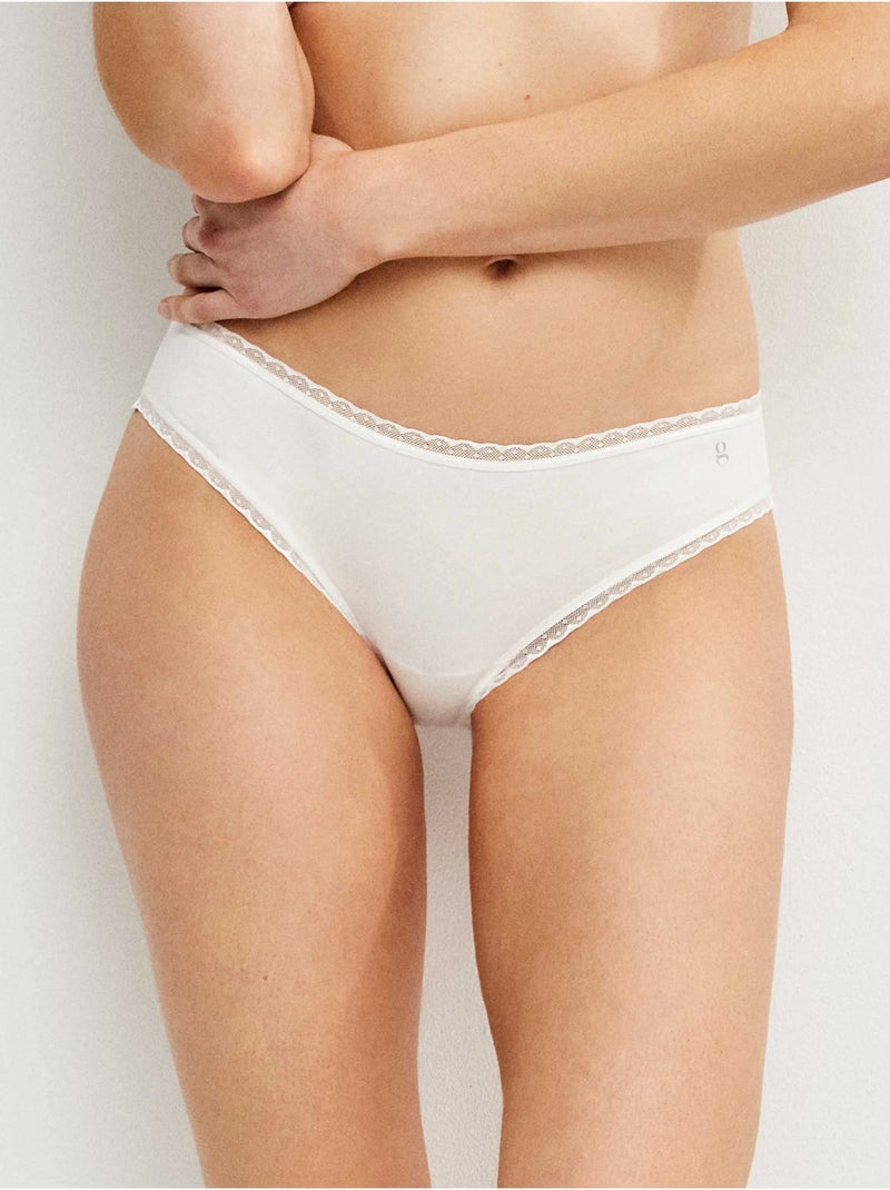 Culotte midi avec galon de plumetis Blanc - Kiabi