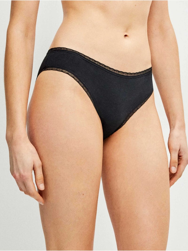 Culotte midi avec galon de plumetis Noir - Kiabi