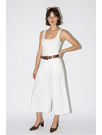 Culotte plissée à jambe large et taille haute lucci