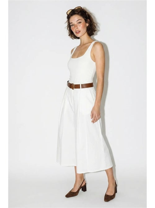 Culotte plissée à jambe large et taille haute lucci - Kiabi Culotte plissée à jambe large et taille haute lucci - Kiabi