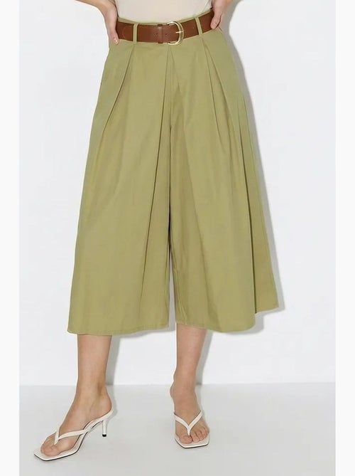 Culotte plissée à jambe large et taille haute lucci - Kiabi Culotte plissée à jambe large et taille haute lucci - Kiabi
