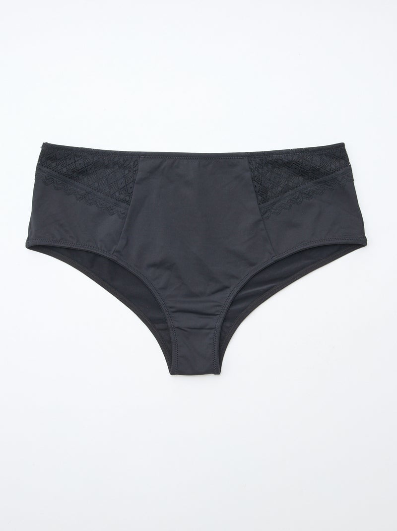 Culotte satinée avec dentelle Noir - Kiabi
