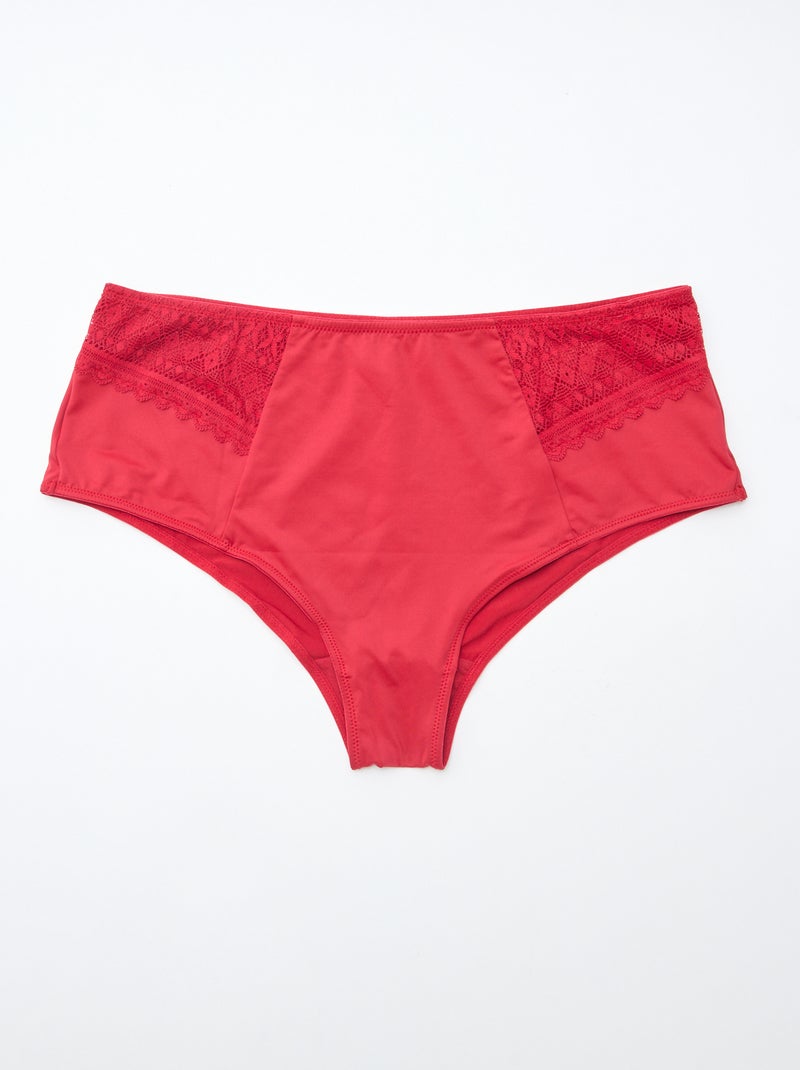Culotte satinée avec dentelle Rouge - Kiabi
