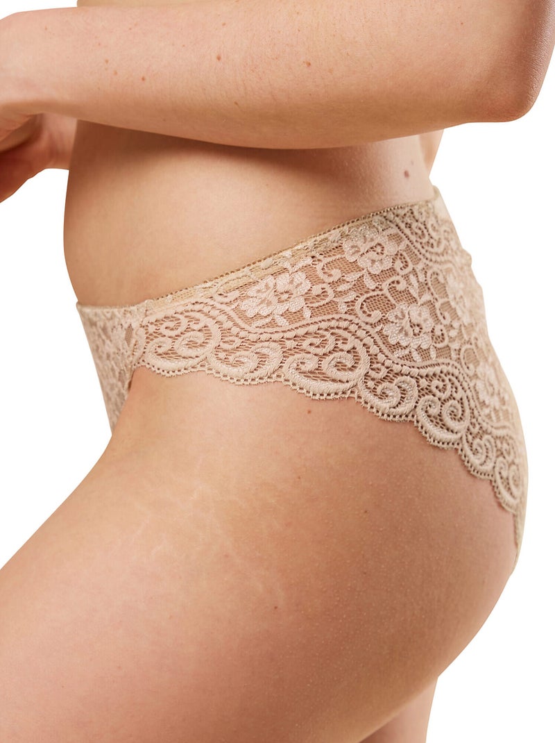 Culotte slip taï échancré amourette Beige - Kiabi