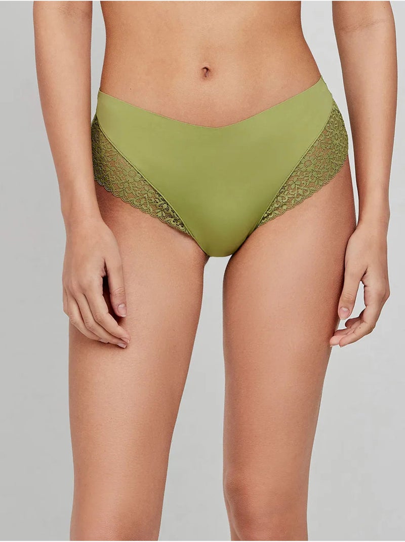 Culotte taille haute en dentelle extra-plate Bleu Vert - Kiabi