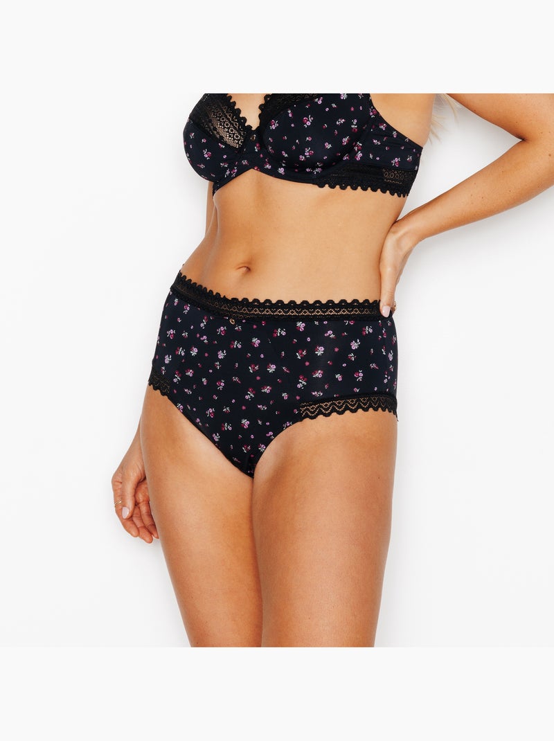 Culotte taille haute microfibre douce - rougegorge lingerie Noir Multicolore - Kiabi