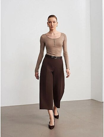 Culotte van crêpe met hoge taille en riem dilvin