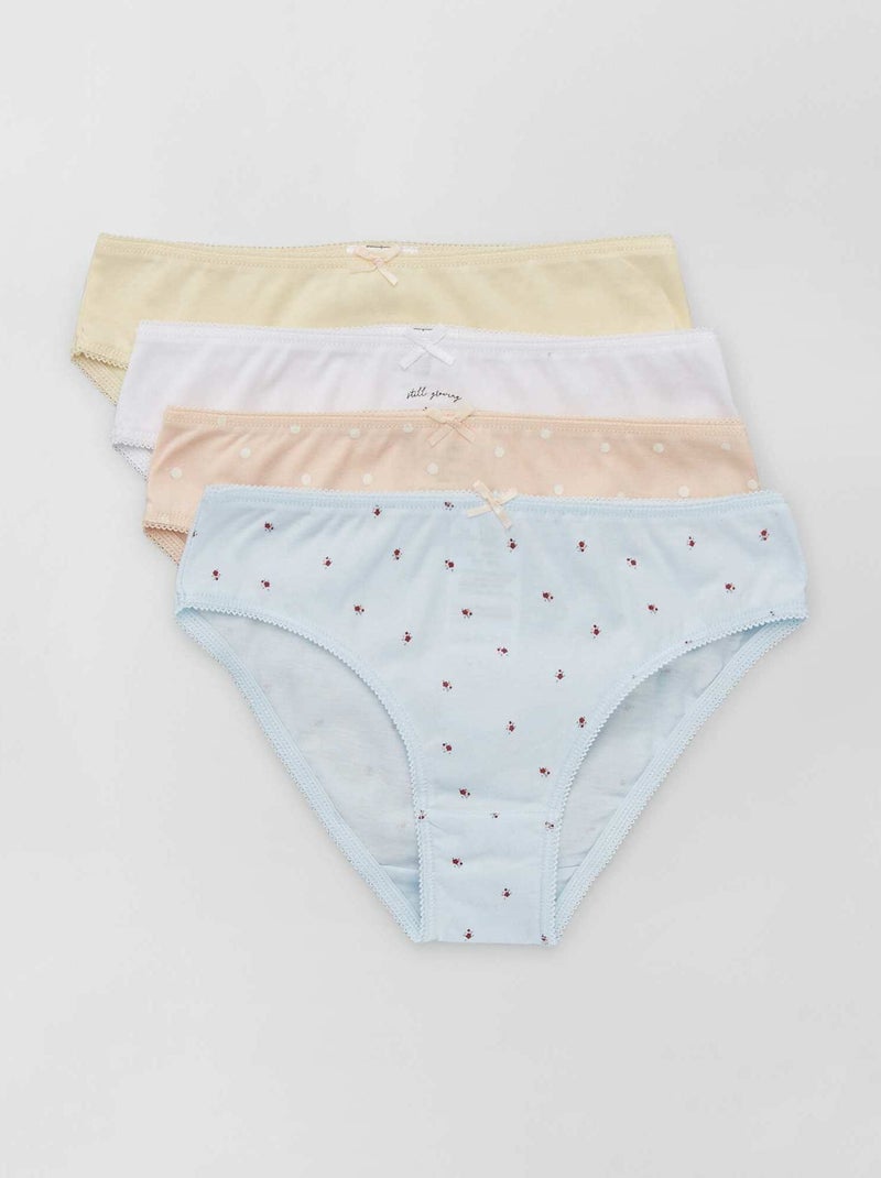 Culottes en jersey avec nœud fantaisie - Lot de 4 Bleu - Kiabi