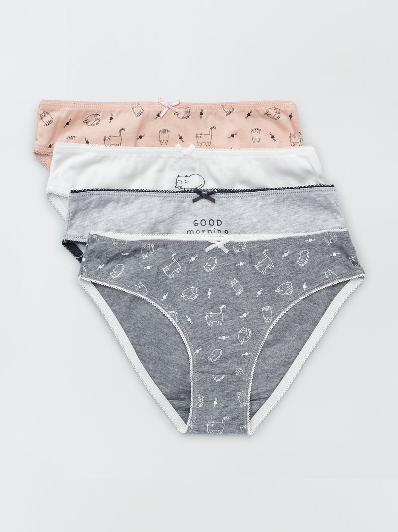 Culottes en jersey avec nœud fantaisie - Lot de 4 Gris - Kiabi