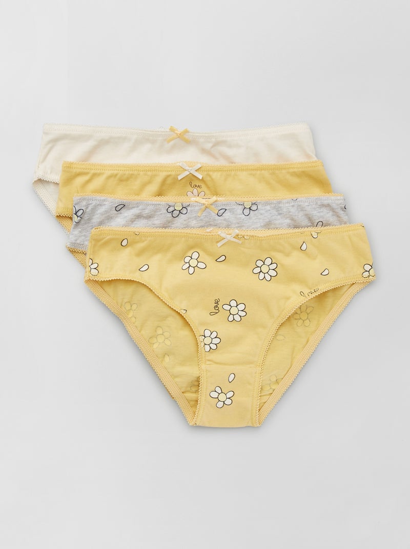 Culottes en jersey avec nœud fantaisie - Lot de 4 Gris/jaune/écru - Kiabi