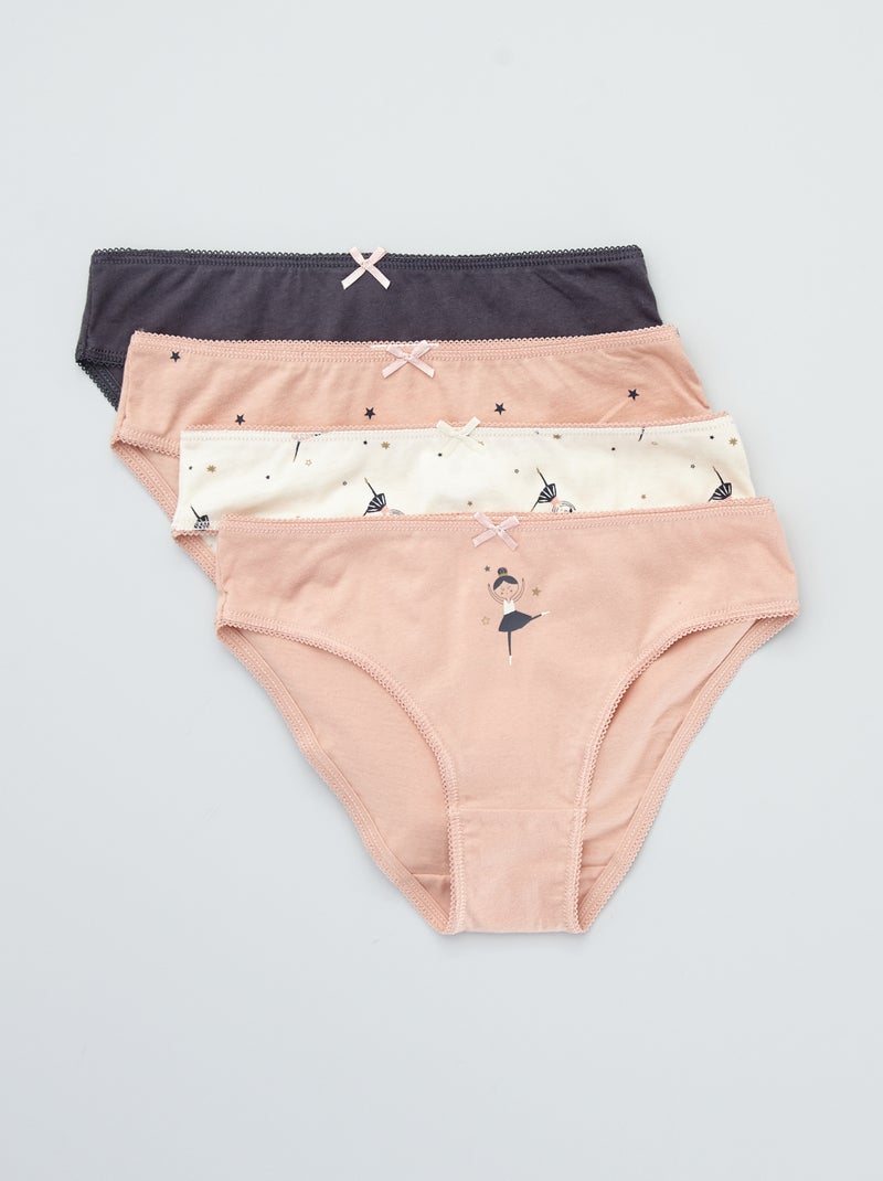 Culottes en jersey avec nœud fantaisie - Lot de 4 Rose - Kiabi