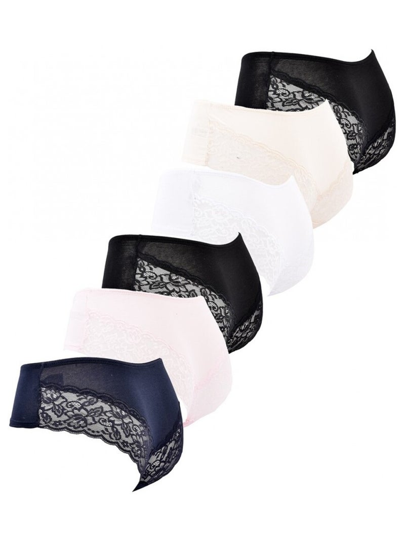 Culottes Femme INFINITIF - Pack de 6 Noir Multicolore Noir - Kiabi