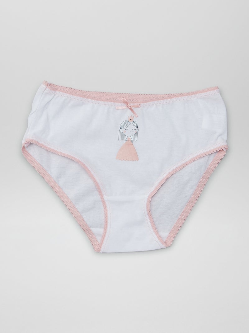 Culottes imprimées en coton - lot de 3 Blanc - Kiabi