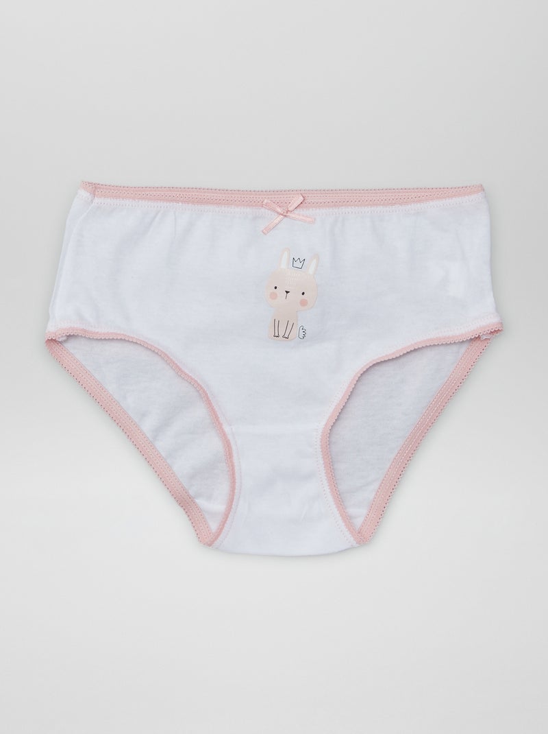 Culottes imprimées en coton - lot de 3 Blanc - Kiabi