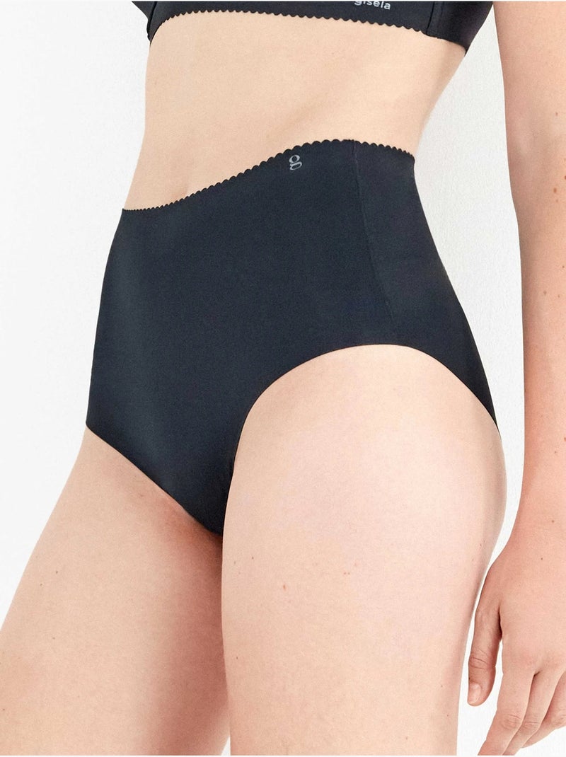 Culottes taille haute invisibles en microfibre Noir - Kiabi