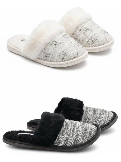 CXL by Christian Lacroix Dames Pantoffels Muiltjes Kraag Bont Set 2 Paar - Kiabi CXL by Christian Lacroix Dames Pantoffels Muiltjes Kraag Bont Set 2 Paar - Kiabi
