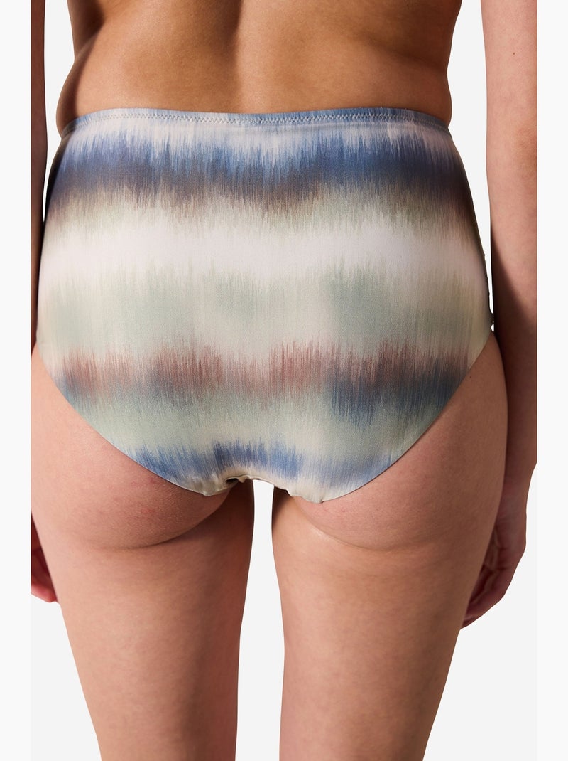 Dalia bikinibroekje met hoge taille en plooien penti Blauw Wit - Kiabi