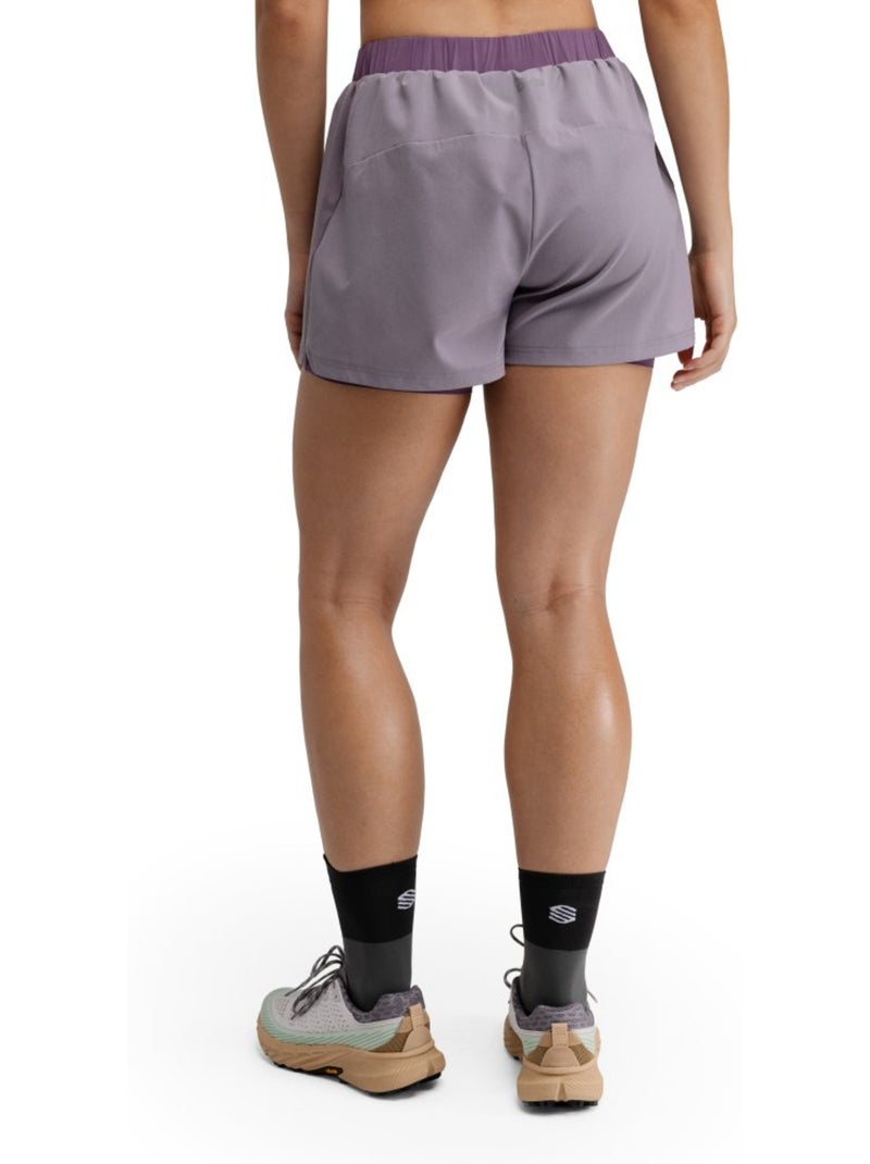 Dames 2-in-1 trailrunshort Paars - Kiabi