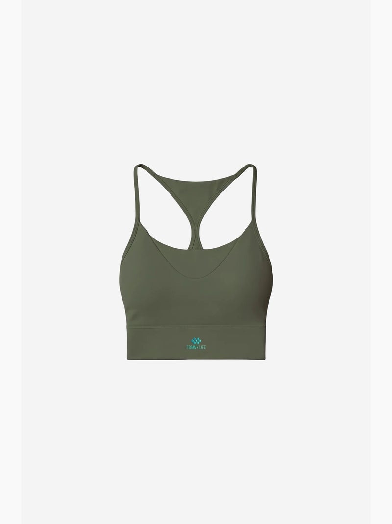 Dames aansluitend crop active top tommy Kaki - Kiabi