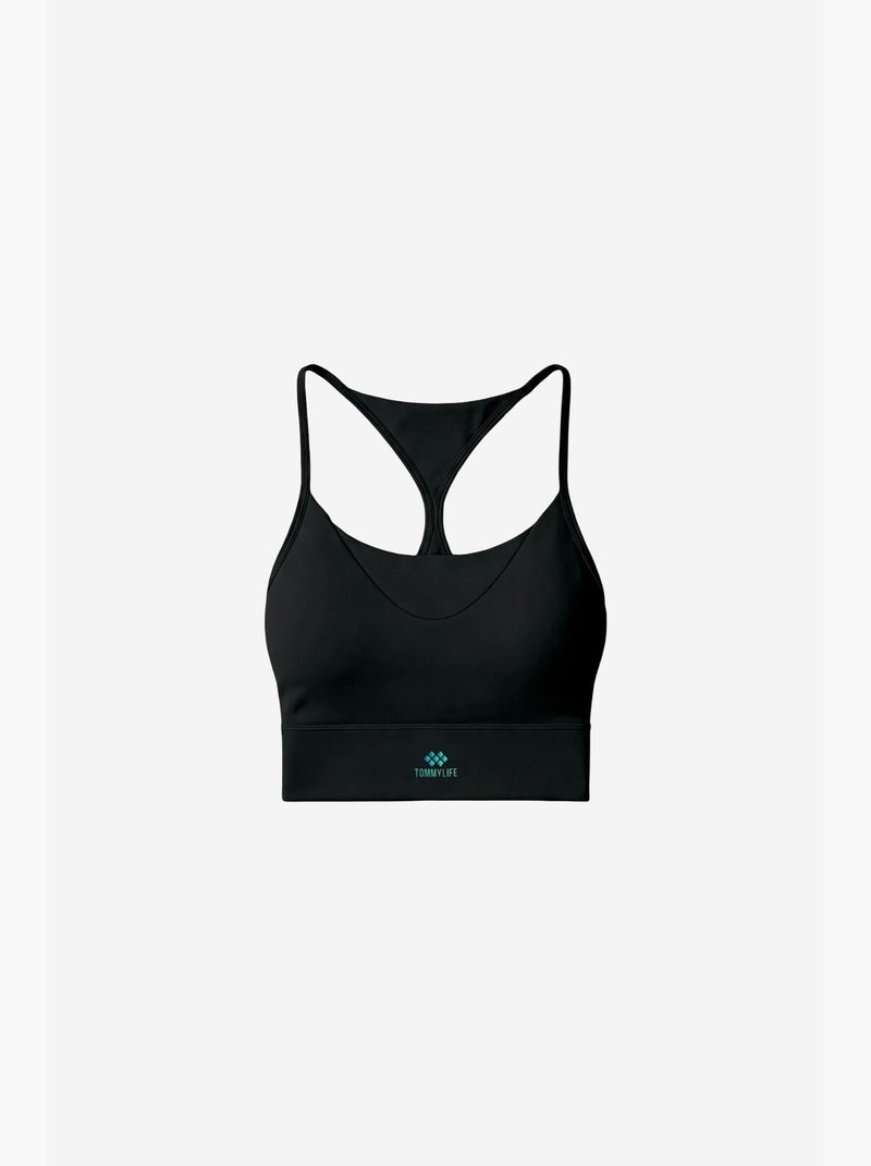 Dames aansluitend crop active top tommy Zwart - Kiabi