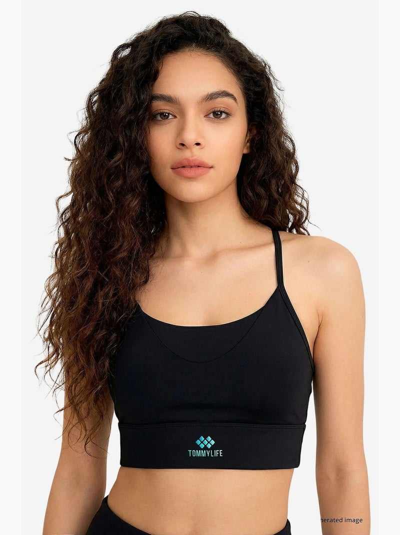 Dames aansluitend crop active top tommy Zwart - Kiabi