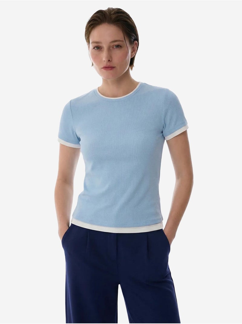 Dames basic layer t-shirt penti Hemelsblauw - Kiabi
