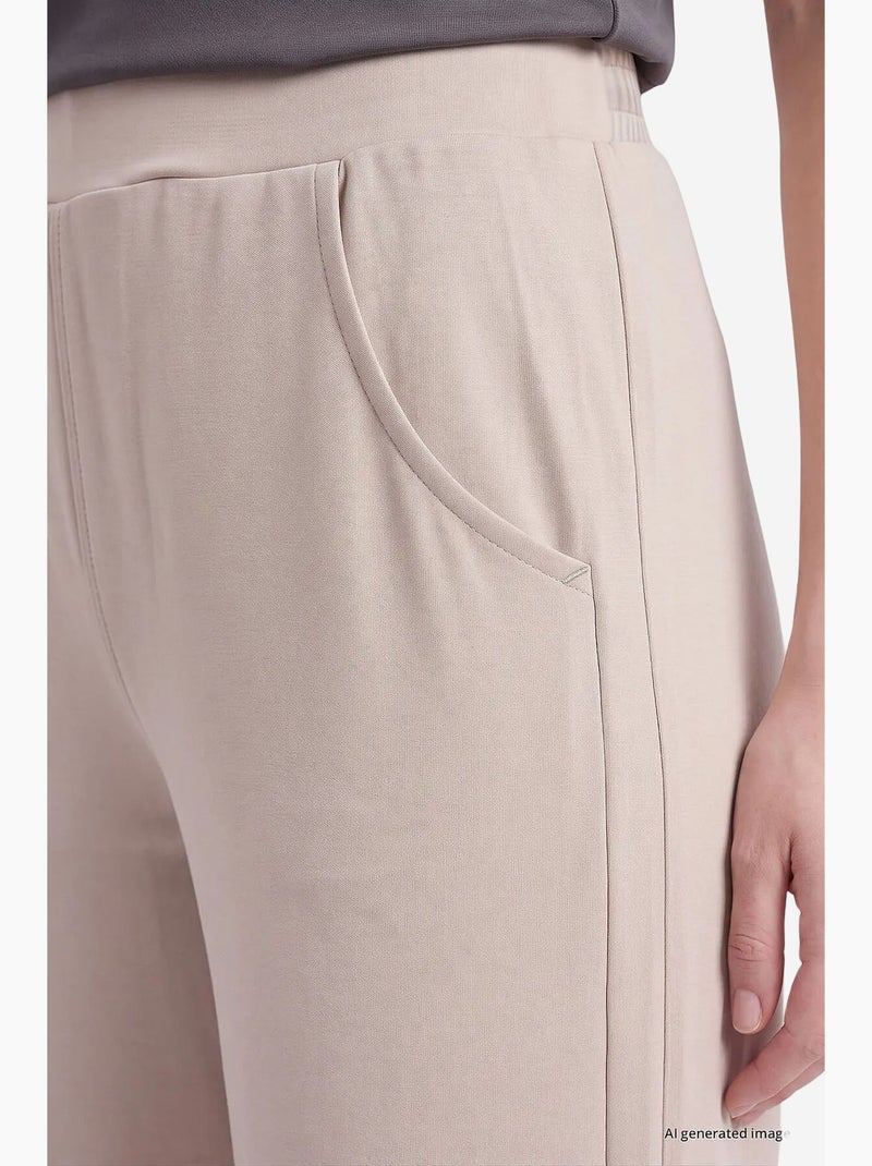 Dames broek met elastische taille tommy Klei-beige - Kiabi