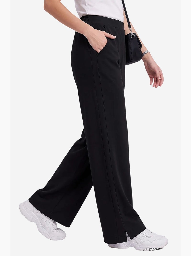 Dames broek met elastische taille tommy Zwart - Kiabi