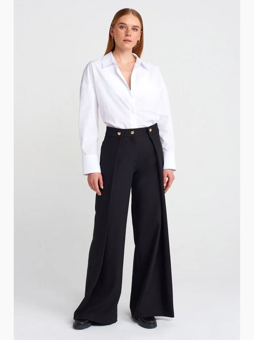 Dames broek met hoge taille en wijde pijpen van crêpe dilvin - Kiabi Dames broek met hoge taille en wijde pijpen van crêpe dilvin - Kiabi