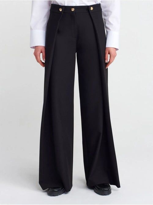 Dames broek met hoge taille en wijde pijpen van crêpe dilvin - Kiabi Dames broek met hoge taille en wijde pijpen van crêpe dilvin - Kiabi
