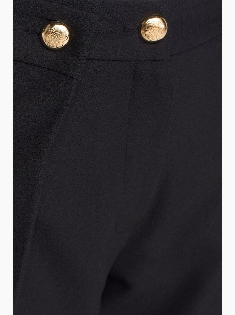 Dames broek met hoge taille en wijde pijpen van crêpe dilvin Zwart - Kiabi