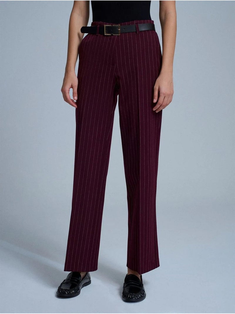 Dames broek met rechte pijp en streepdessin dilvin Bordeauxrood - Kiabi