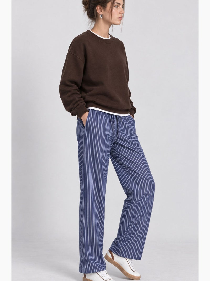 Dames broek met rechte pijp istanbul Blauw - Kiabi
