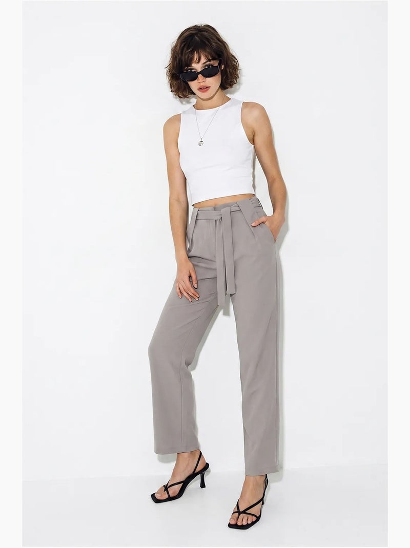 Dames broek met rechte pijp lucci Grijs - Kiabi