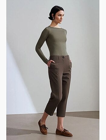 Dames capribroek met hoge taille en riem dilvin