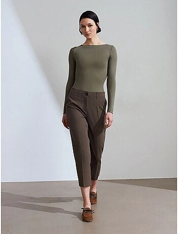 Dames capribroek met hoge taille en riem dilvin