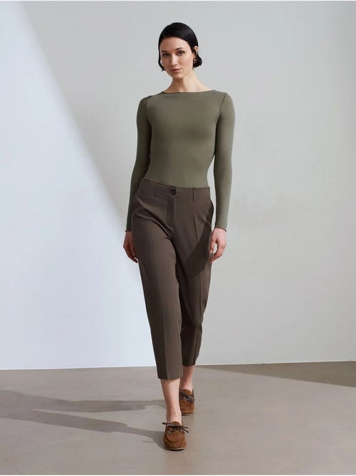 Dames capribroek met hoge taille en riem dilvin - Kiabi