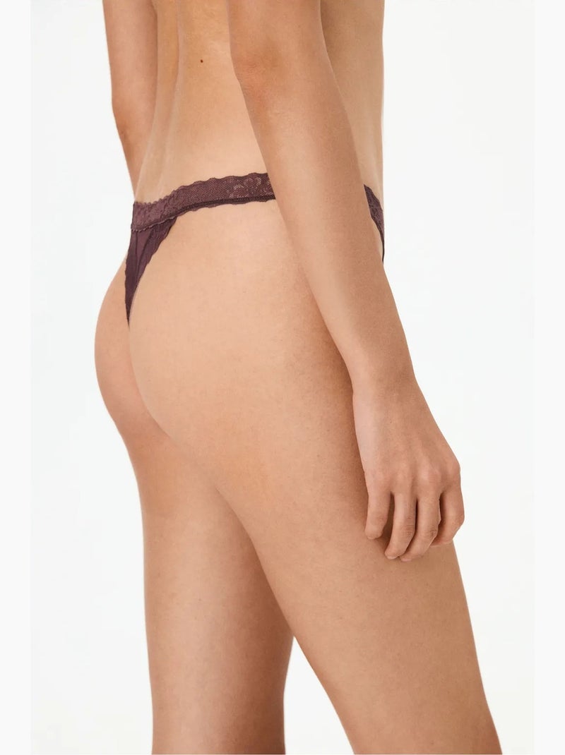 Dames comfortabele katoenen string penti Bordeauxrood - Kiabi