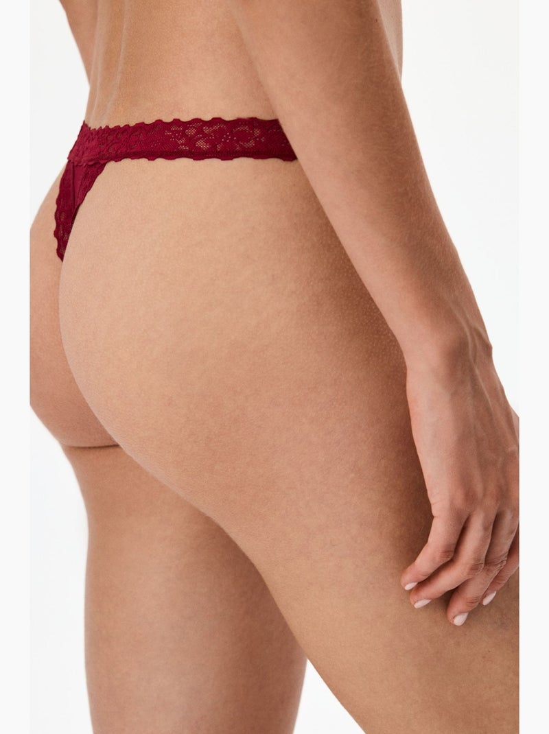 Dames comfortabele katoenen string penti Bordeauxrood - Kiabi