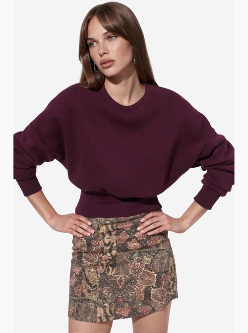 Dames crop sweatshirt met ronde hals busem - Kiabi