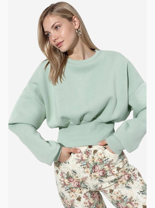 Dames crop sweatshirt met ronde hals busem - Kiabi
