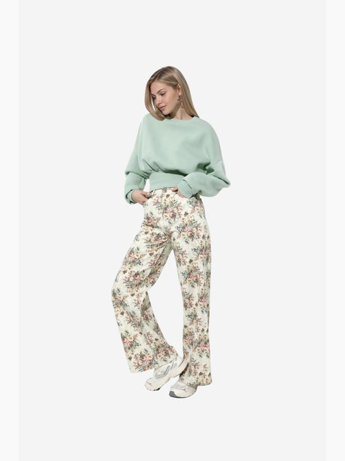 Dames crop sweatshirt met ronde hals busem - Kiabi